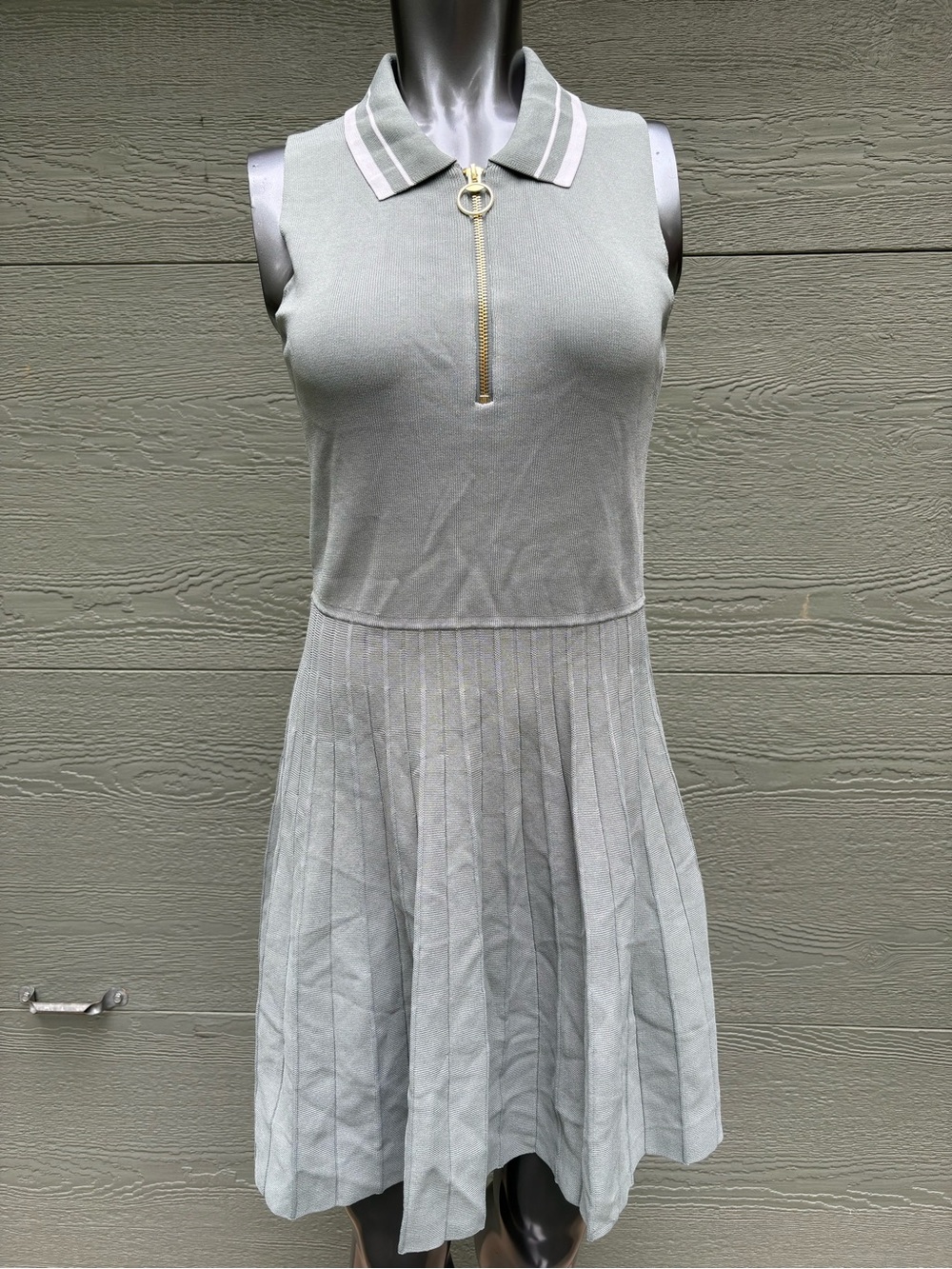 Target Sleeveless Polo Dress with Gold Zip in Sage